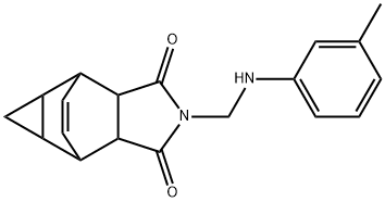 2-((间甲苯基氨基)甲基)-4,4A,5,5A,6,6A-六氢-4,6-乙烯环丙[F]异吲哚-1,3(2H,3AH)-二酮结构式