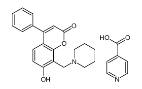 7-hydroxy-4-phenyl-8-(piperidin-1-ium-1-ylmethyl)chromen-2-one,pyridine-4-carboxylate结构式