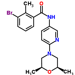 3-bromo-N-{6-[(2R,6S)-2,6-dimethyl-1,4-oxazinan-4-yl]-3-pyridinyl}-2-Methylbenzenecarboxamide结构式