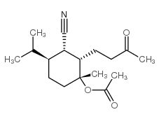 (1S,2S,3R,6S)-3-乙酰氧基-3-甲基-6-(1-甲基乙基)-2-(3-氧代丁基)环己腈结构式