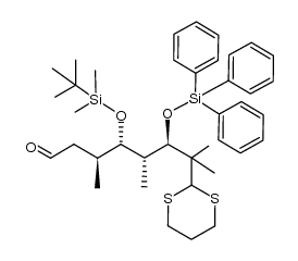 (3S,4S,5R,6R)-4-((tert-butyldimethylsilyl)oxy)-7-(1,3-dithian-2-yl)-3,5,7-trimethyl-6-((triphenylsilyl)oxy)octanal结构式