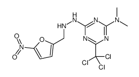 N,N-dimethyl-4-[2-[(5-nitrofuran-2-yl)methyl]hydrazinyl]-6-(trichloromethyl)-1,3,5-triazin-2-amine结构式