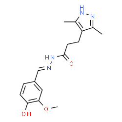 (E)-3-(3,5-dimethyl-1H-pyrazol-4-yl)-N-(4-hydroxy-3-methoxybenzylidene)propanehydrazide结构式