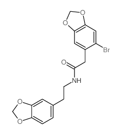 N-(2-benzo[1,3]dioxol-5-ylethyl)-2-(6-bromobenzo[1,3]dioxol-5-yl)acetamide structure