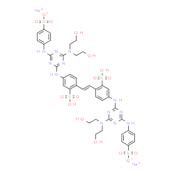 disodium hydrogen-4,4'-bis[4-[bis(2-hydroxyethyl)amino]-6-[(4-sulphonatophenyl)amino]-1,3,5-triazin-2-yl]amino]stilbene-2,2'-disulphonate picture