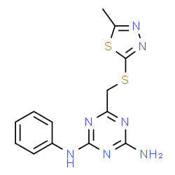 6-{[(5-Methyl-1,3,4-thiadiazol-2-yl)sulfanyl]methyl}-N-phenyl-1,3,5-triazine-2,4-diamine structure