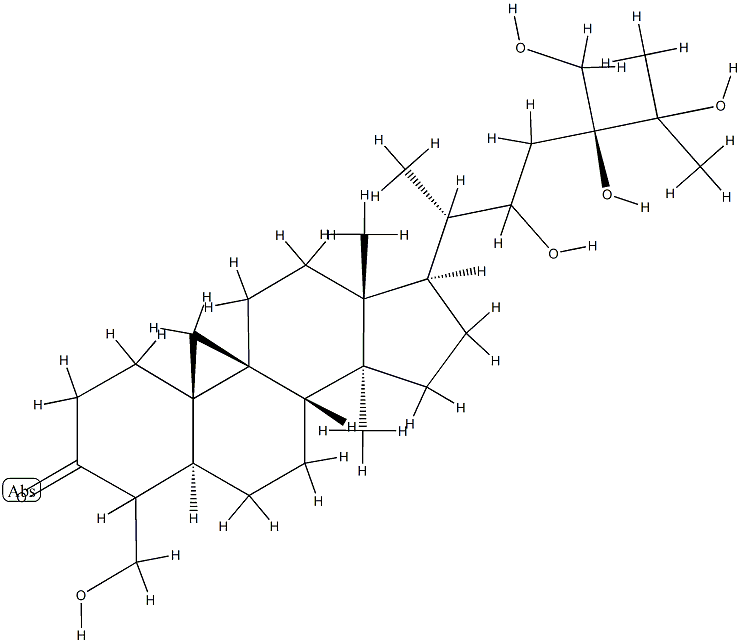 22,24,25,28-Tetrahydroxy-4-(hydroxymethyl)-14-methyl-9β,19-cyclo-5α-ergostan-3-one Structure