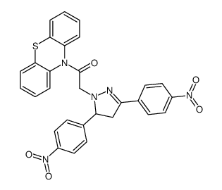 2-[3,5-bis(4-nitrophenyl)-3,4-dihydropyrazol-2-yl]-1-phenothiazin-10-ylethanone结构式