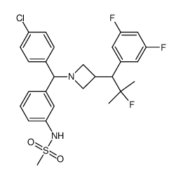 N-[3-((4-chlorophenyl){3-[1-(3,5-difluorophenyl)-2-fluoro-2-methylpropyl]azetidin-1-yl}methyl)phenyl]methanesulfonamide结构式