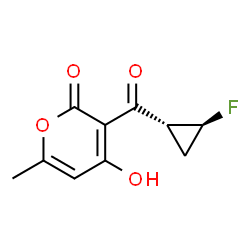 2H-Pyran-2-one, 3-[[(1R,2S)-2-fluorocyclopropyl]carbonyl]-4-hydroxy-6-methyl-, rel- (9CI) Structure