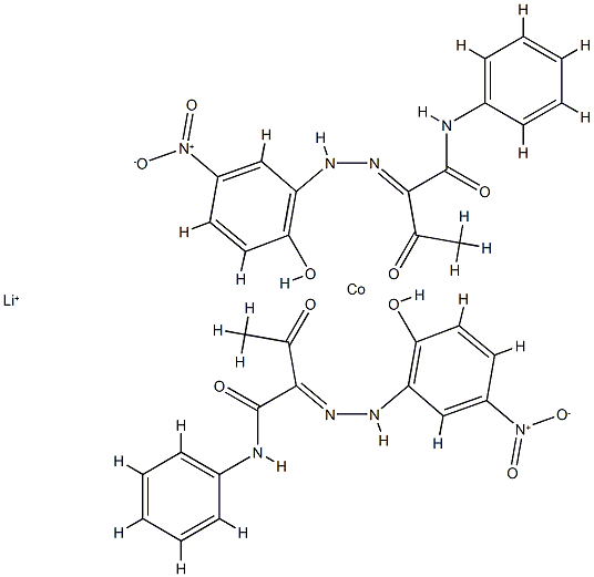 lithium bis[2-[(2-hydroxy-5-nitrophenyl)azo]-3-oxo-N-phenylbutyramidato(2-)]cobaltate(1-) structure