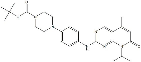 4-[4-(8-Isopropyl-5-methyl-7-oxo-7,8-dihydro-pyrido[2,3-d]pyrimidin-2-ylamino)-phenyl]-piperazine-1-carboxylic acid tert-butyl ester结构式