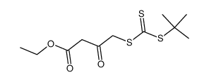 4-tert-Butylsulfanylthiocarbonylsulfanyl-3-oxo-butyric acid ethyl ester Structure