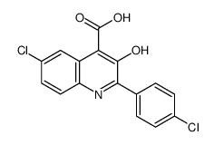 6-chloro-2-(4-chlorophenyl)-3-hydroxyquinoline-4-carboxylic acid结构式