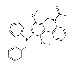 1-(12-benzyl-7,13-dimethoxy-6H,12H-5,12-diazaindeno[1,2-b]phenanthren-5-yl)-ethanone结构式