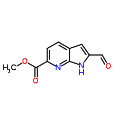 Methyl 2-formyl-1H-pyrrolo[2,3-b]pyridine-6-carboxylate结构式