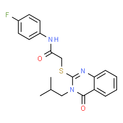 N-(4-FLUOROPHENYL)-2-[(3-ISOBUTYL-4-OXO-3,4-DIHYDRO-2-QUINAZOLINYL)SULFANYL]ACETAMIDE结构式