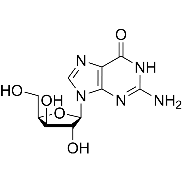 6H-Purin-6-one,2-amino-1,9-dihydro-9-b-D-xylofuranosyl- structure