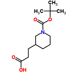 1-叔丁氧羰基-3-哌啶丙酸结构式