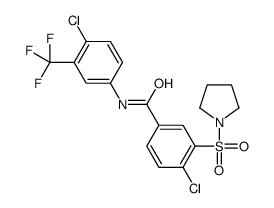 4-chloro-N-[4-chloro-3-(trifluoromethyl)phenyl]-3-pyrrolidin-1-ylsulfonylbenzamide结构式