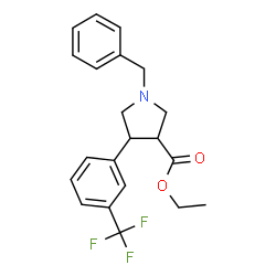 反式-1-苄基-4-(3-(三氟甲基)苯基)吡咯烷-3-羧酸乙酯结构式
