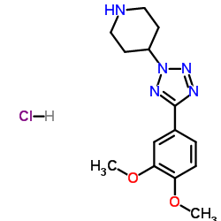 4-[5-(3,4-Dimethoxyphenyl)-2H-tetrazol-2-yl]piperidine hydrochloride (1:1) Structure