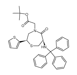 tert-butyl 2-((2R,6R)-5-oxo-2-(thiophen-2-yl)-6-(tritylamino)-1,4-thiazepan-4-yl)acetate结构式