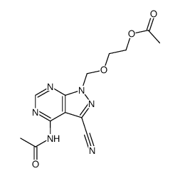 4-acetamido-3-cyano-1-((2-acetoxyethoxy)methyl)pyrazolo(3,4-d)pyrimidine Structure