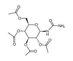 1-(2',3',4',5'-Tetra-O-acetyl-β-D-glucopyranosyl)urea结构式