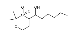 2,2-dimethyl-4-(1-hydroxyhexyl)-1,3-oxathiane 3,3-dioxide Structure