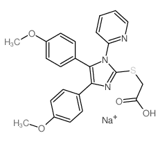 Acetic acid,2-[[4,5-bis(4-methoxyphenyl)-1-(2-pyridinyl)-1H-imidazol-2-yl]thio]-, sodiumsalt (1:1) Structure