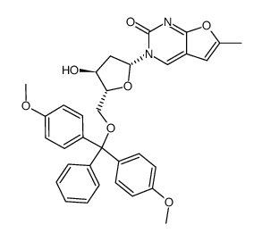 3-((2R,4S,5R)-5-((bis(4-methoxyphenyl)(phenyl)methoxy)methyl)-4-hydroxytetrahydrofuran-2-yl)-6-methylfuro[2,3-d]pyrimidin-2(3H)-one结构式