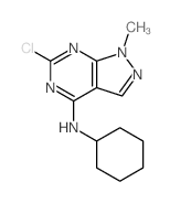 3-chloro-N-cyclohexyl-9-methyl-2,4,8,9-tetrazabicyclo[4.3.0]nona-1,3,5,7-tetraen-5-amine结构式