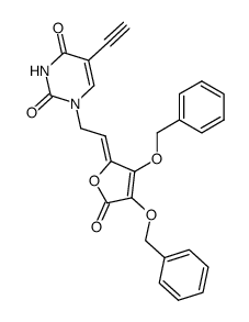 1-{2-[3,4-Bis-benzyloxy-5-oxo-5H-furan-(2Z)-ylidene]-ethyl}-5-ethynyl-1H-pyrimidine-2,4-dione Structure