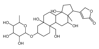 3-[(3S,5S,10R,12R,13S,14S,17R)-5,12,14-trihydroxy-10-(hydroxymethyl)-13-methyl-3-[(2S,5S)-3,4,5-trihydroxy-6-methyloxan-2-yl]oxy-2,3,4,6,7,8,9,11,12,15,16,17-dodecahydro-1H-cyclopenta[a]phenanthren-17-yl]-2H-furan-5-one结构式