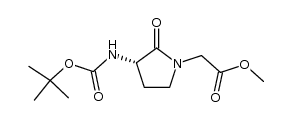 methyl (3S)-3-((S)-1-t-butyloxycarbonylamino)-2-oxopyrrolidinoacetate结构式