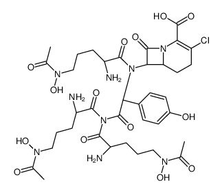 (6R)-7-[[(2S)-5-[acetyl(hydroxy)amino]-2-aminopentanoyl]-[(1S)-2-[bis[(2S)-5-[acetyl(hydroxy)amino]-2-aminopentanoyl]amino]-1-(4-hydroxyphenyl)-2-oxoethyl]amino]-3-chloro-8-oxo-1-azabicyclo[4.2.0]oct-2-ene-2-carboxylic acid Structure