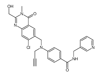 4-(((7-chloro-2-(hydroxyMethyl)-3-Methyl-4-oxo-3,4-dihydroquinazolin-6-yl)Methyl)(prop-2-ynyl)amino)-N-(pyridin-3-ylmethyl)benzamide结构式