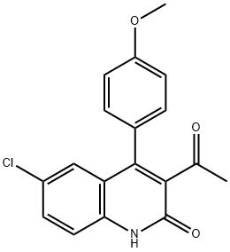 3-乙酰基-6-氯-4-(4-甲氧基苯基)喹啉-2(1H)-酮结构式