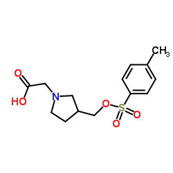 [3-({[(4-Methylphenyl)sulfonyl]oxy}methyl)-1-pyrrolidinyl]acetic acid Structure