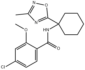 4-chloro-2-methoxy-N-[1-(3-methyl-1,2,4-oxadiazol-5-yl)cyclohexyl]benzamide结构式