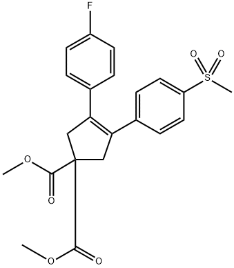 3-(4-氟苯基)-4-(4-(甲基磺酰基)苯基)环戊-3-烯-1,1-二羧酸二甲酯结构式