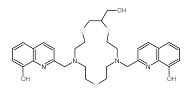 2,2'-[[2-(HYDROXYMETHYL)-1,4,10-TRITHIA-7,13-DIAZACYCLOPENTADECANE-7,13-DIYL]BIS(METHYLENE)]BIS-8-QUINOLINOL结构式