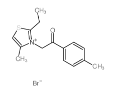 2-(2-ethyl-4-methyl-1-thia-3-azoniacyclopenta-2,4-dien-3-yl)-1-(4-methylphenyl)ethanone结构式