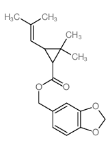 Cyclopropanecarboxylicacid, 2,2-dimethyl-3-(2-methyl-1-propen-1-yl)-, 1,3-benzodioxol-5-ylmethylester Structure