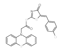 (5Z)-5-[(4-chlorophenyl)methylidene]-2-(2-phenothiazin-10-ylacetyl)sulfanyl-1,3-thiazol-4-one结构式