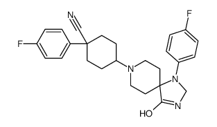 cis-1-(4-fluorophenyl)-4-[1-(4-fluorophenyl)-4-oxo-1,3,8-triazaspiro[4.5]dec-8-yl]cyclohexanecarbonitrile structure