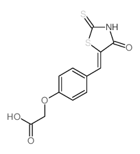 2-[4-[(4-oxo-2-sulfanylidene-thiazolidin-5-ylidene)methyl]phenoxy]acetic acid结构式