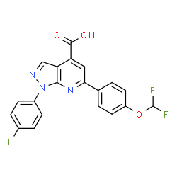 6-[4-(Difluoromethoxy)phenyl]-1-(4-fluorophenyl)pyrazolo[3,4-b]pyridine-4-carboxylic acid图片