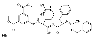dimethyl 5-[[(2S)-5-(diaminomethylideneamino)-1-oxo-1-[[(2S)-3-phenyl-2-(phenylmethoxycarbonylamino)propanoyl]amino]pentan-2-yl]amino]sulfanylbenzene-1,3-dicarboxylate,hydrobromide结构式